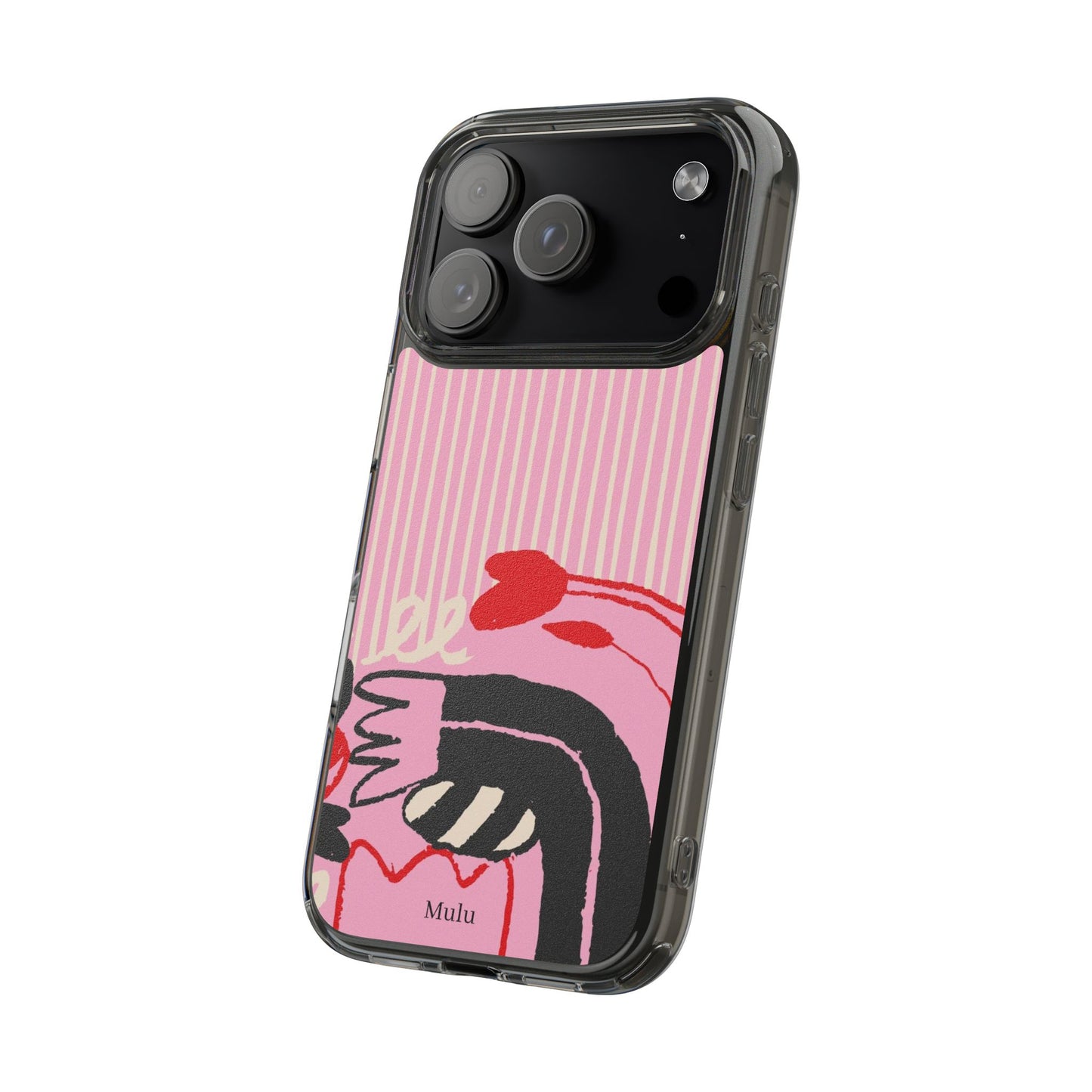 Clear Impact-Resistant Case — Pink Cute Heart Cartoon Design