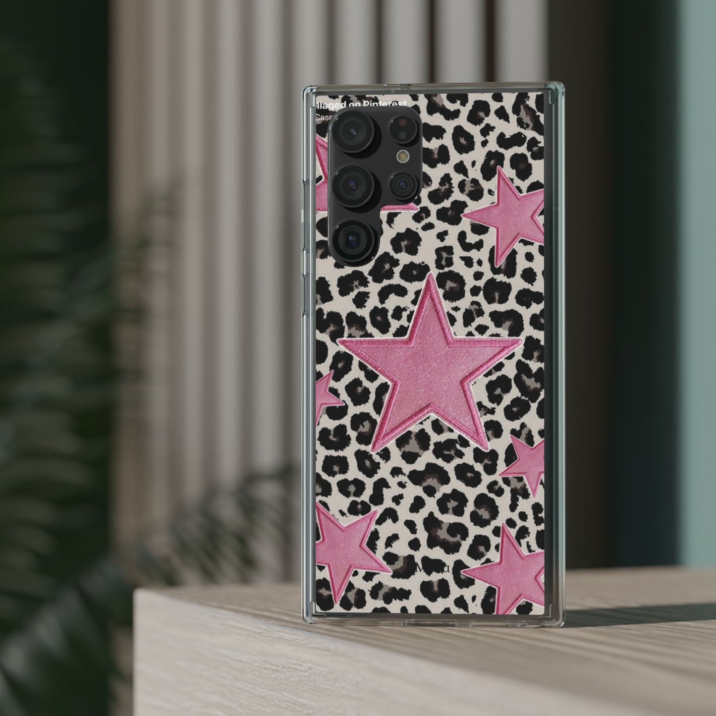 Pink Star Leopard Clear Impact Phone Case
