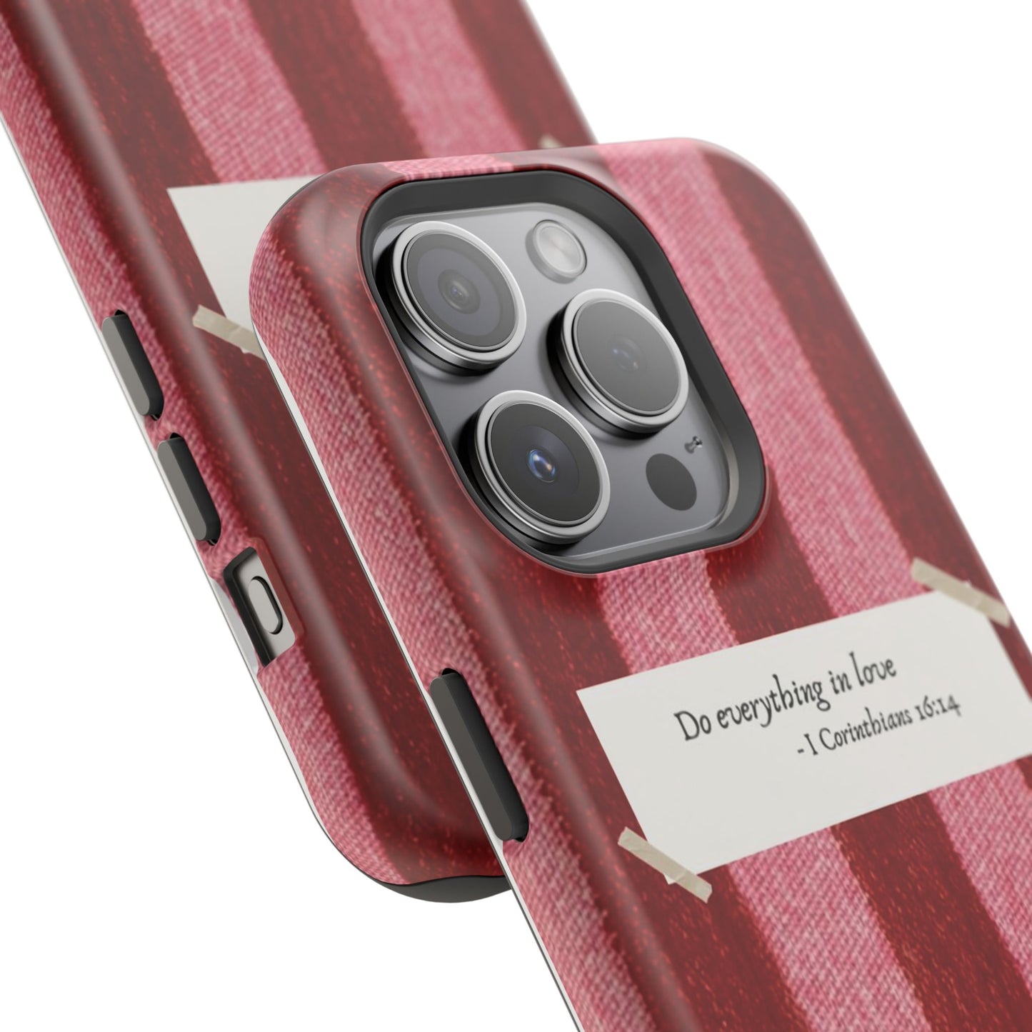 Christian Quote Red Stripe Phone Case — “Do everything in love” Magnetic Impact-Resistant Case
