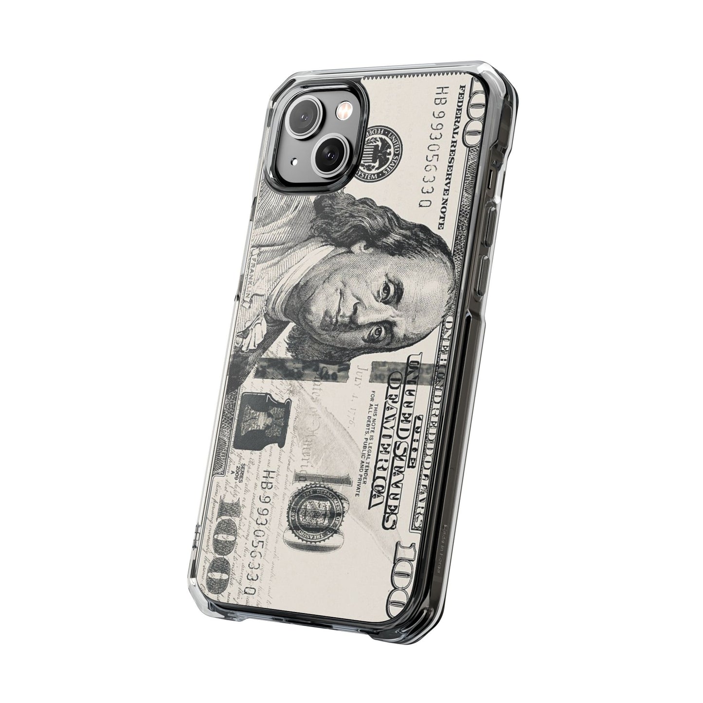 Clear Magnetic Phone Case — Hundred Dollar Bill Design