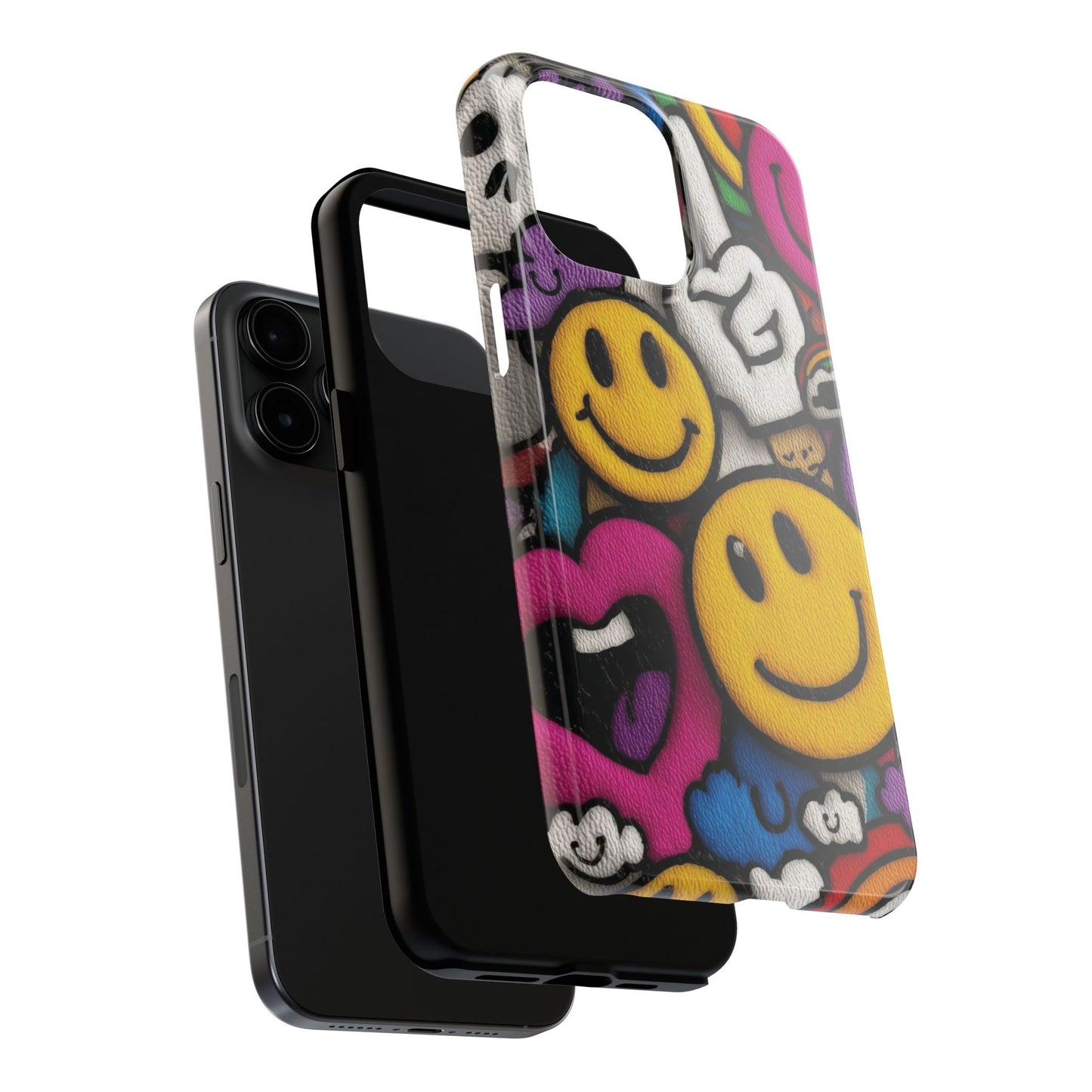 Smiley Graffiti Tough Phone Case – Colorful Urban Art Protection