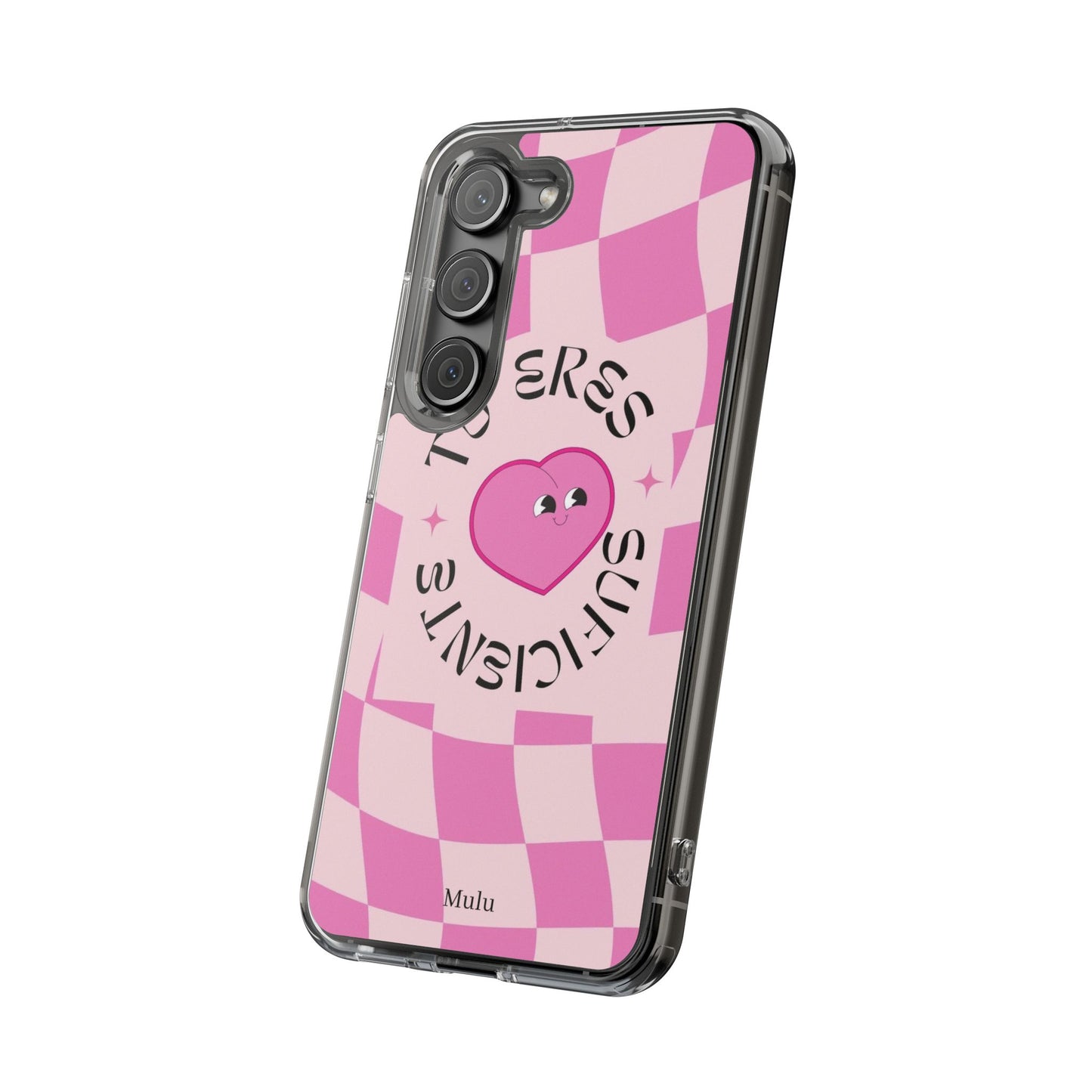 Clear Impact-Resistant Phone Case — Pink Checkerheart “Tu Eres Suficiente” Design