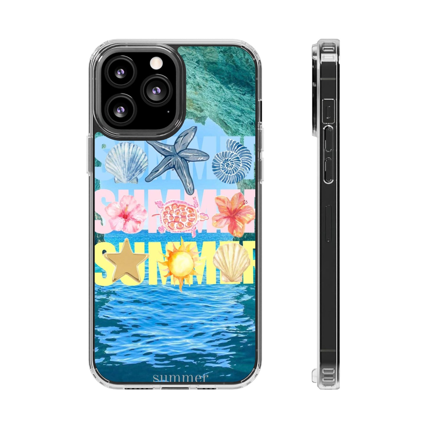 Clear Summer Beach Phone Case — Impact‑Resistant Tropical Design