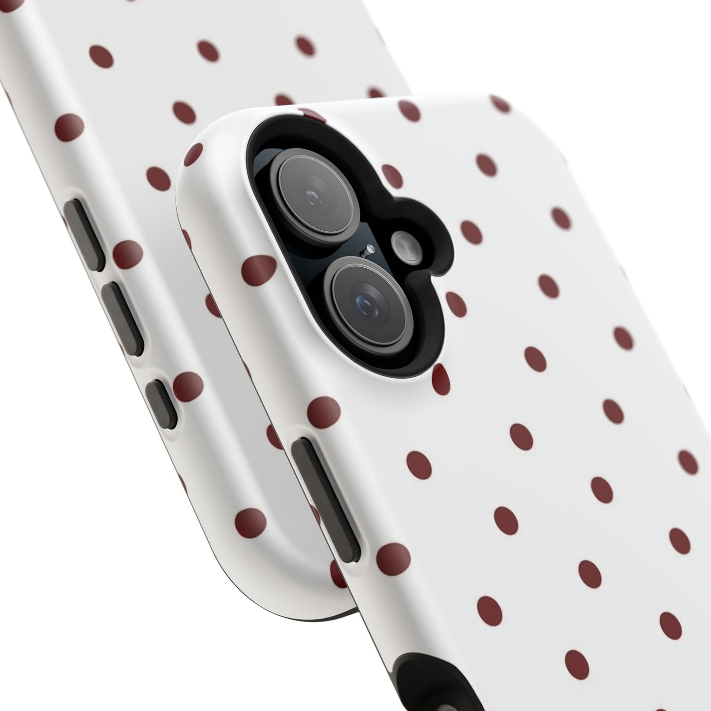 Polka Dot Magnetic Impact-Resistant Phone Case — Red Dots on White