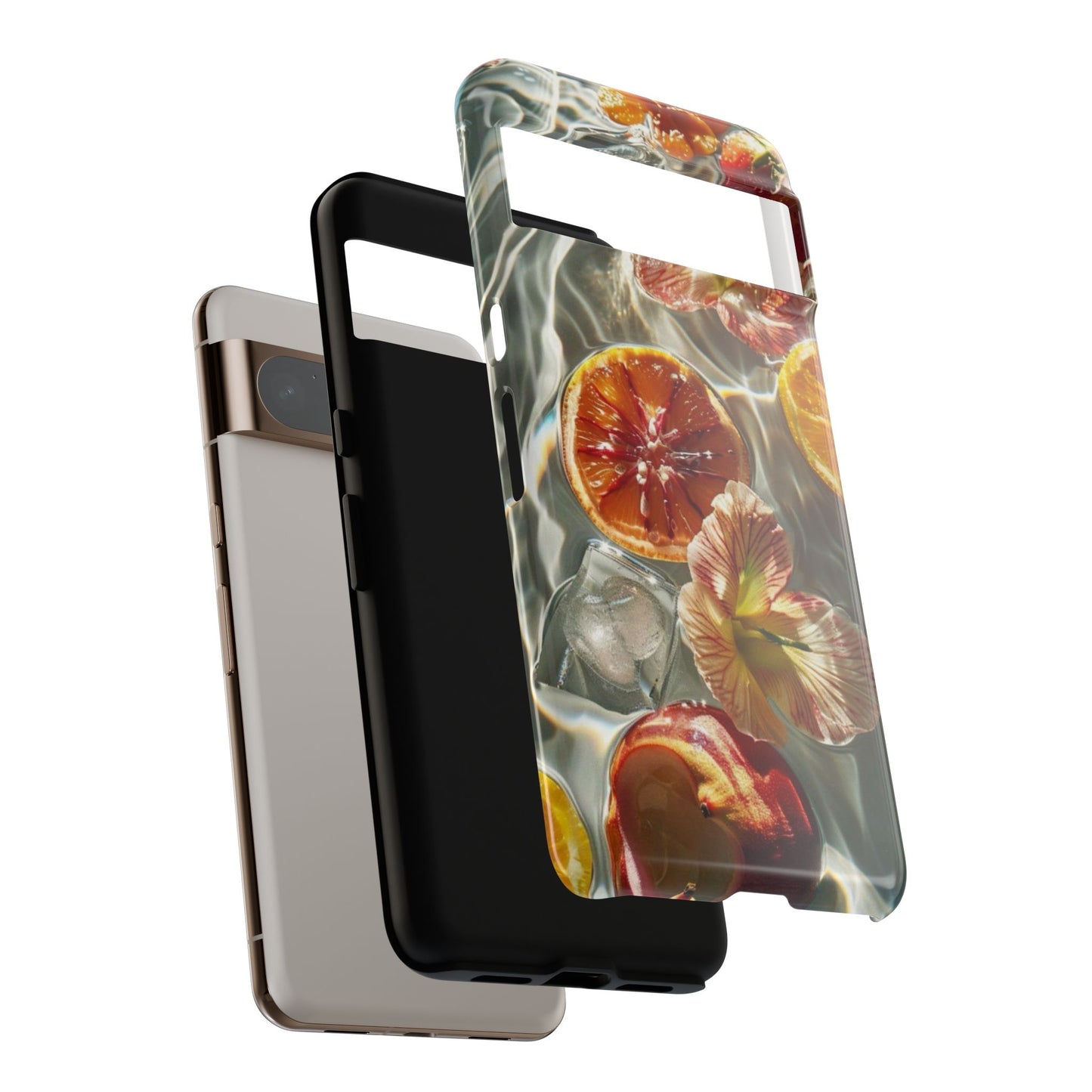 Citrus & Hibiscus Protective Phone Case – Summer Fruit Water Print Tough Case