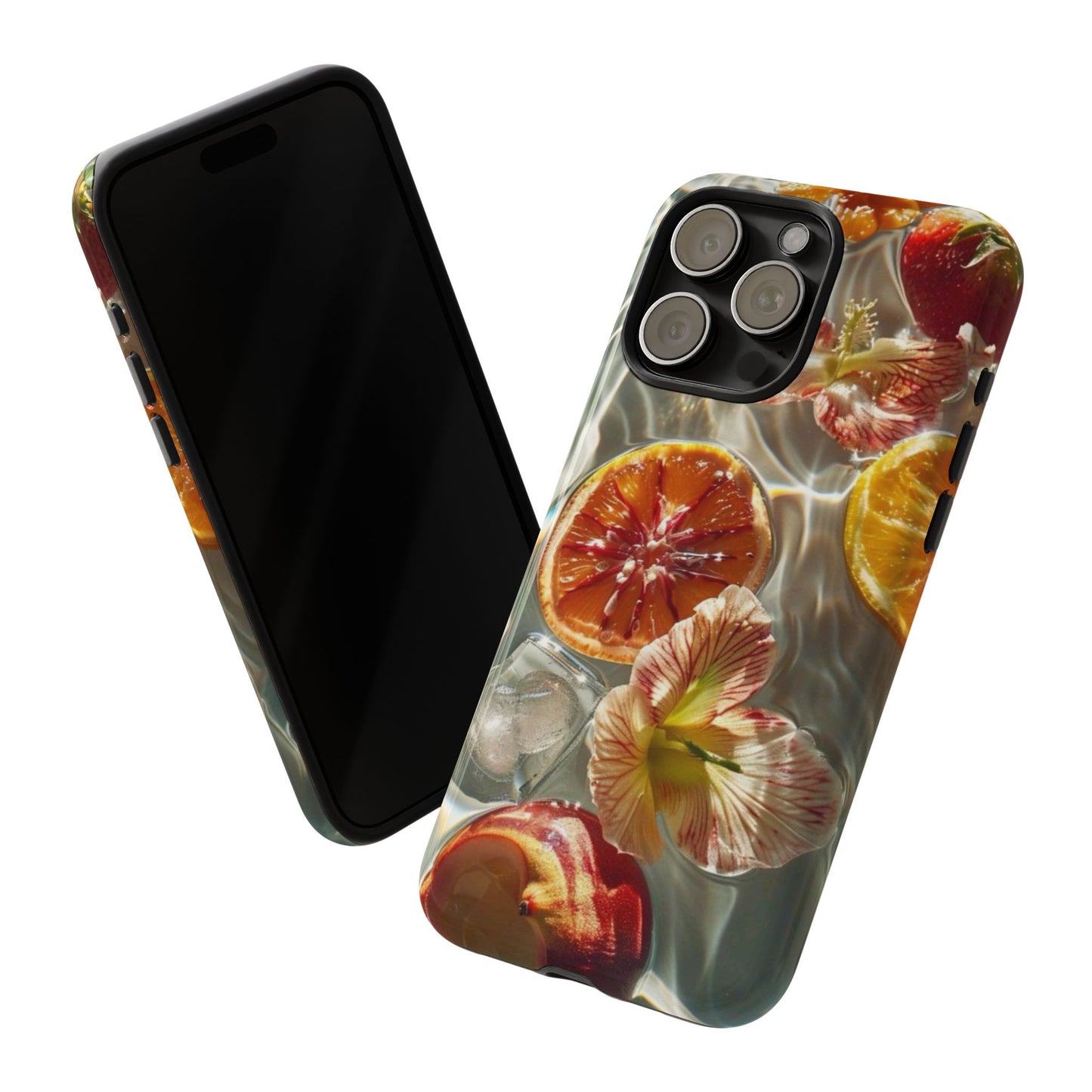 Citrus & Hibiscus Protective Phone Case – Summer Fruit Water Print Tough Case