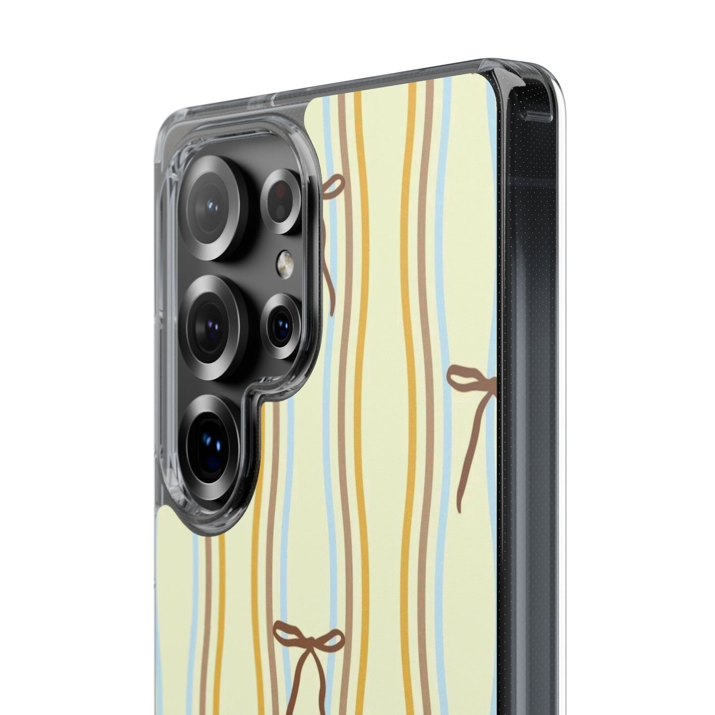 Ballet Ribbon Stripe Clear Impact Phone Case — Pastel Yellow Protective Cover