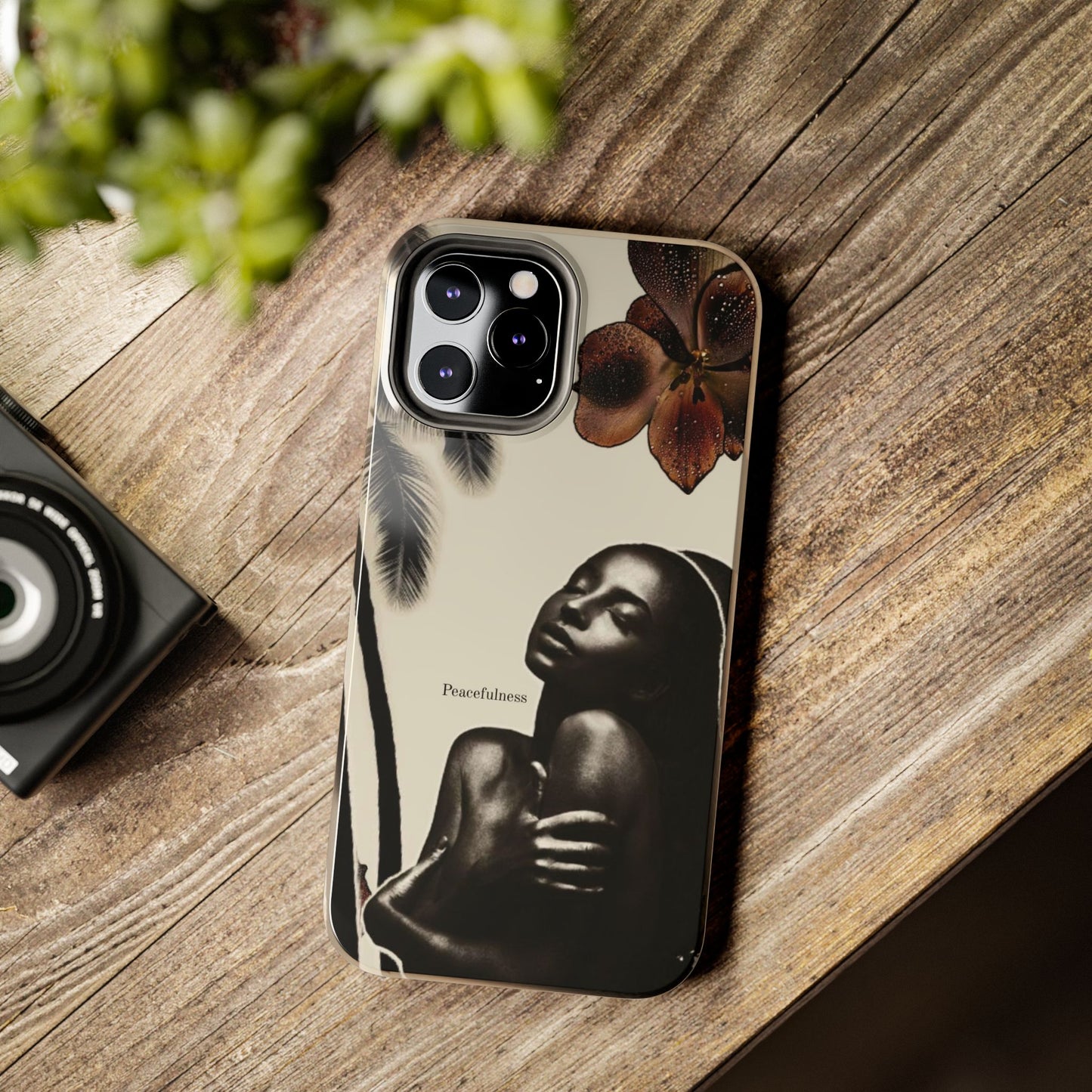 Tough Phone Case — "Peacefulness" Artistic Black Woman Floral Design