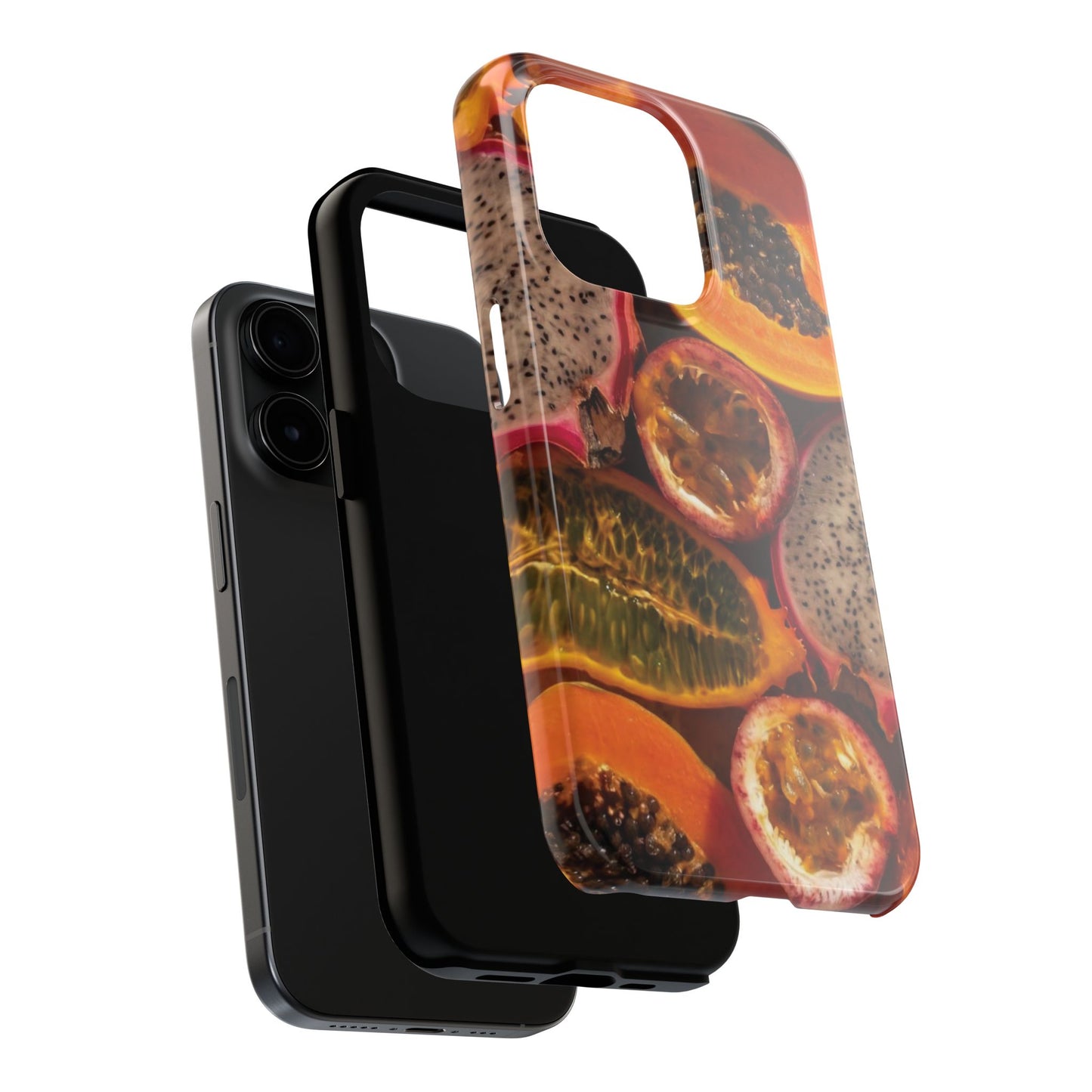 Tropical Fruit Tough Phone Case — Papaya & Dragon Fruit Design