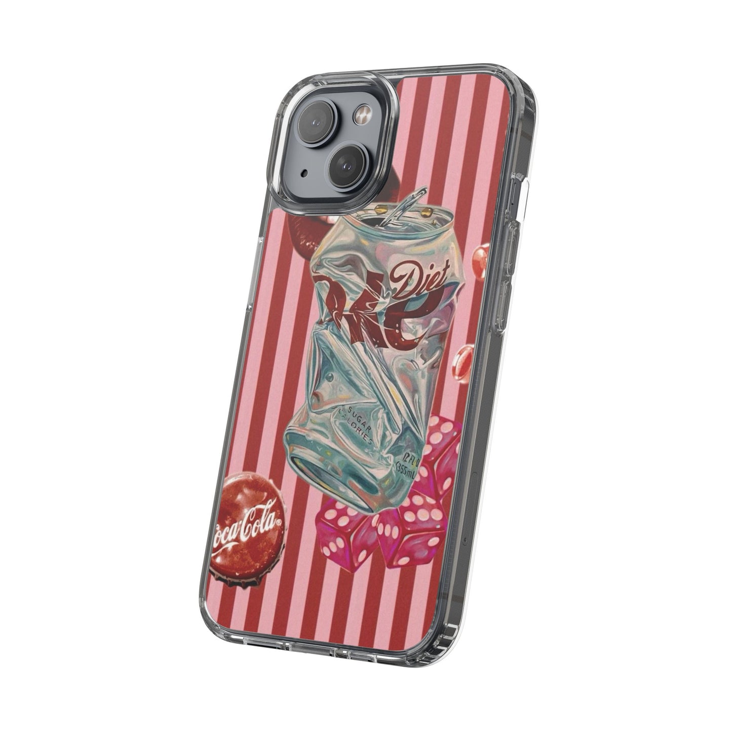 Diet Cola Crush Clear Phone Case – Retro Soda Pop Design