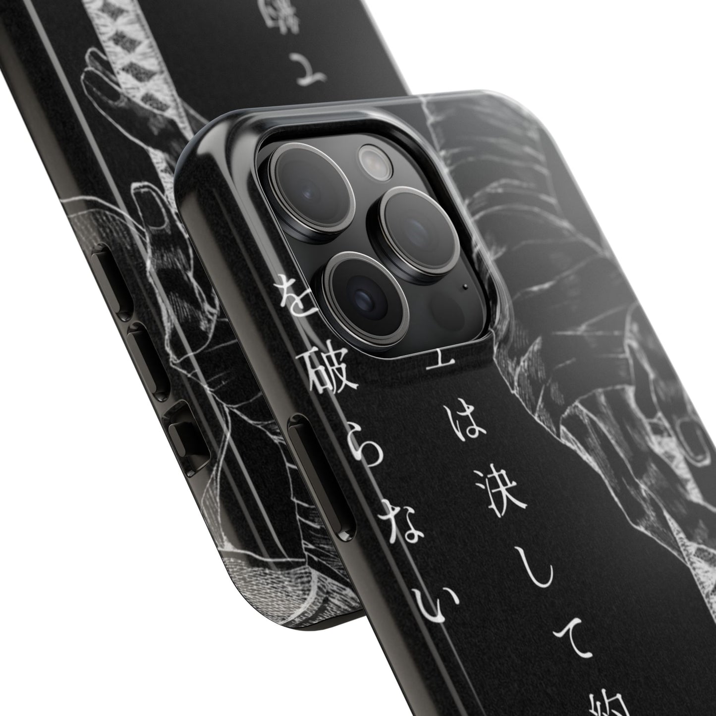 Samurai Vow Tough Phone Case — Black Katana Design with Japanese Text