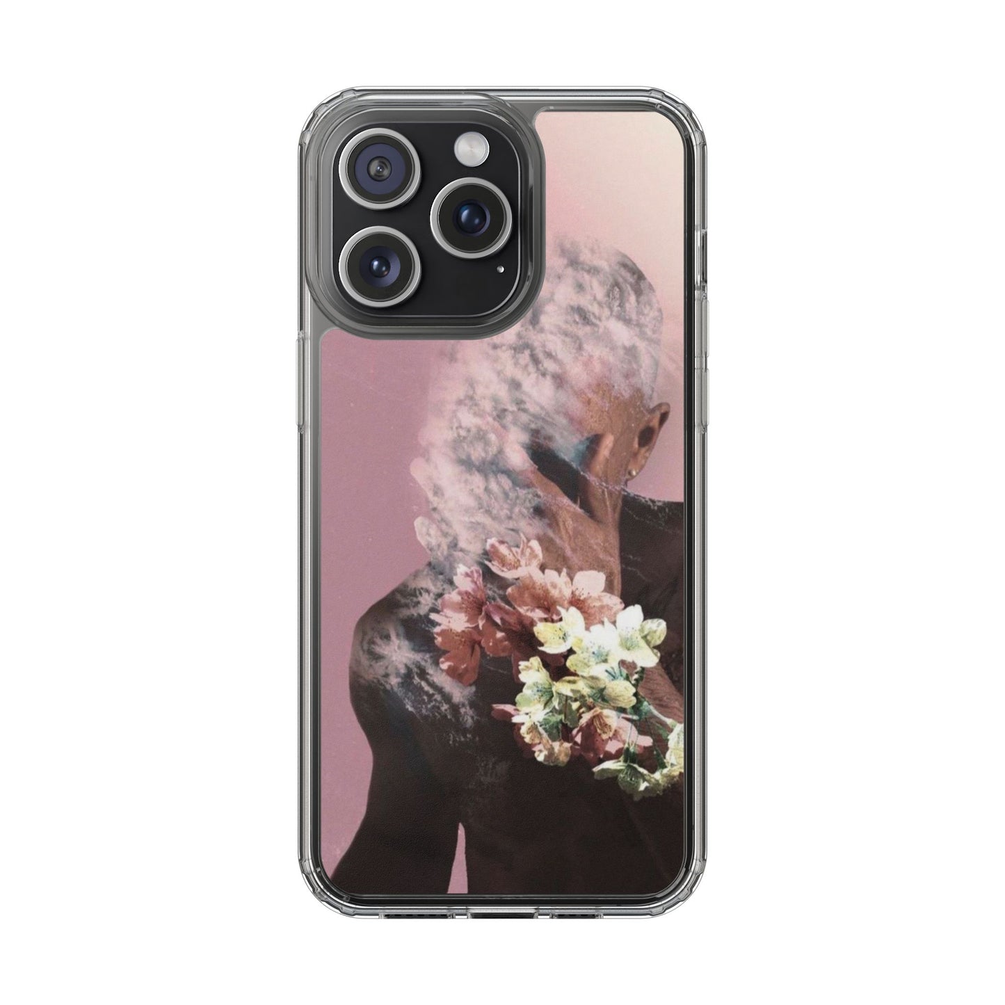 Clear Phone Case — Pink Floral Smoke Art iPhone Case