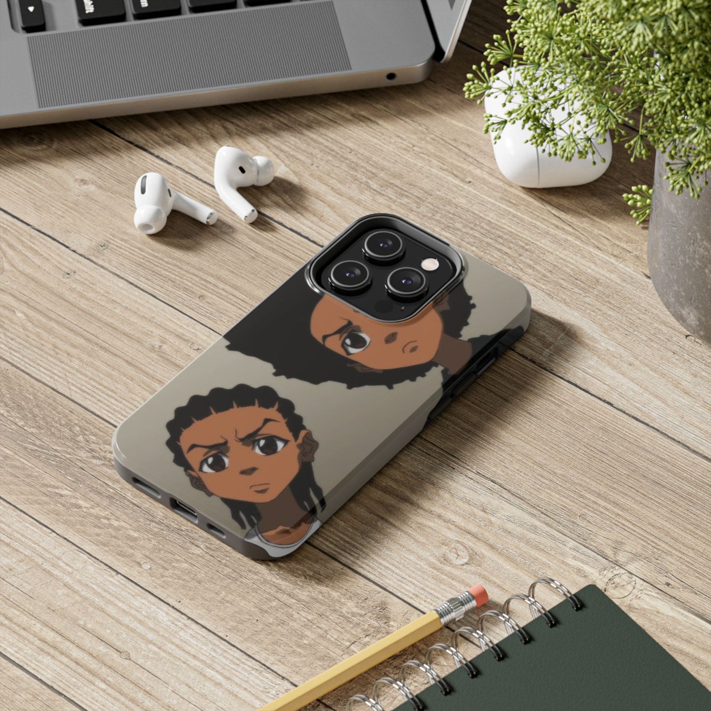 Tough Phone Case — Afro Anime Duo Face Design, Protective Shockproof Cover