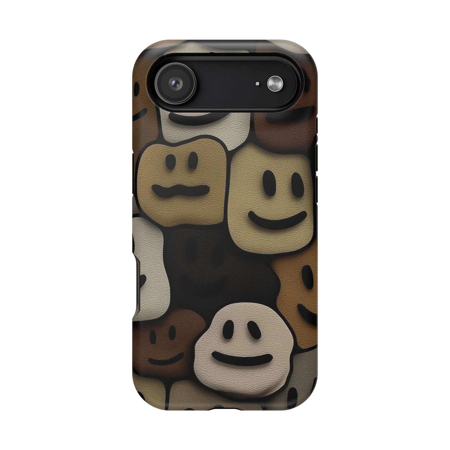 Magnetic Impact-Resistant Case — Brown Smiley Tile Phone Cover