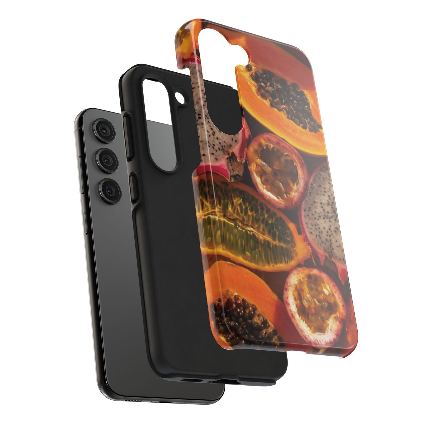 Tropical Fruit Tough Phone Case — Papaya & Dragon Fruit Design