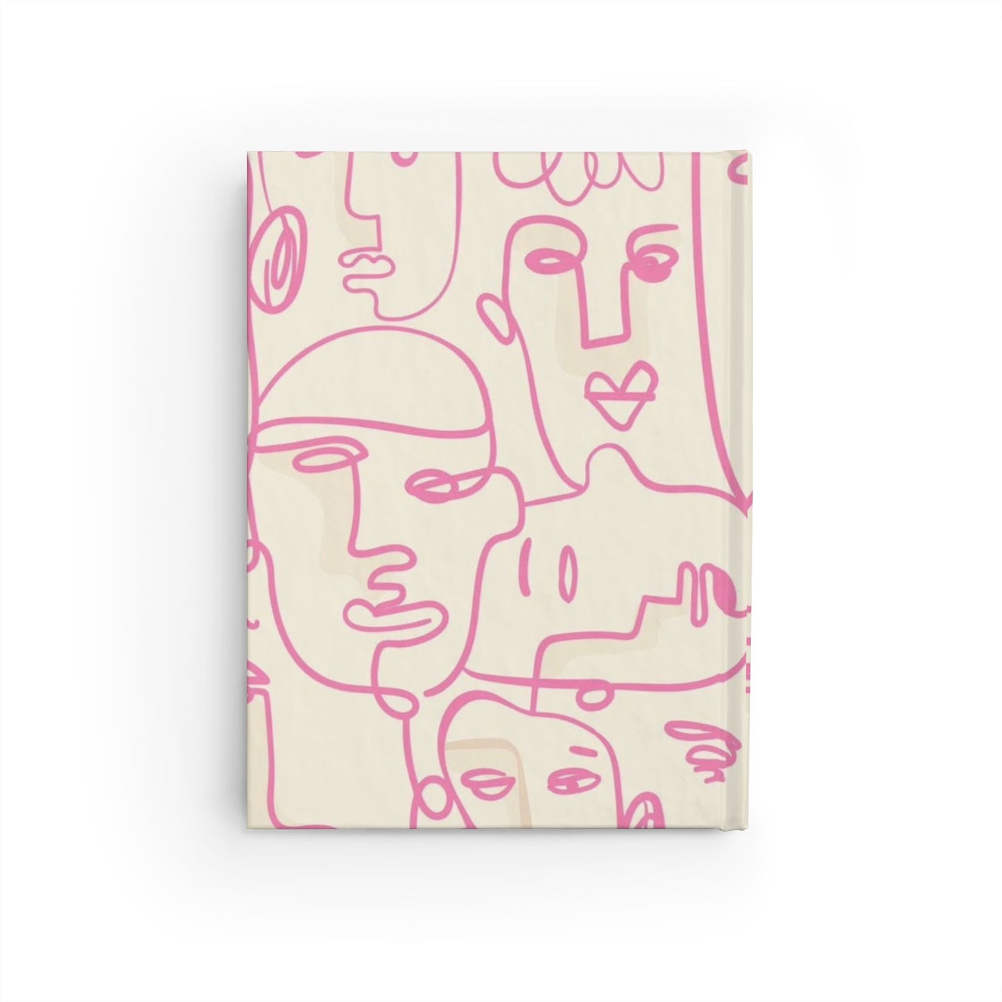 Abstract Faces Ruled Journal — Pink Line Art Notebook for Sketching, Notes & Daily Journaling