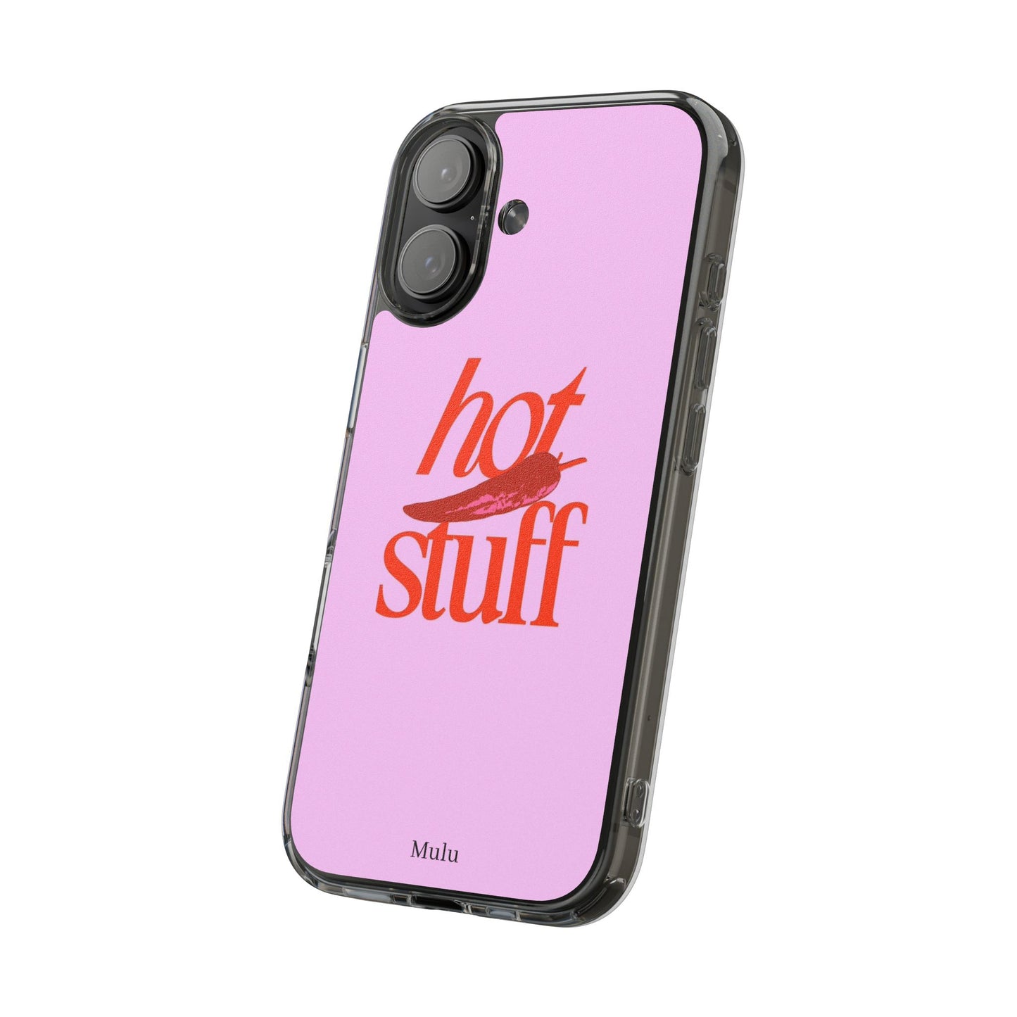 Hot Stuff Clear Impact Phone Case — Pink Retro Typography iPhone Cover