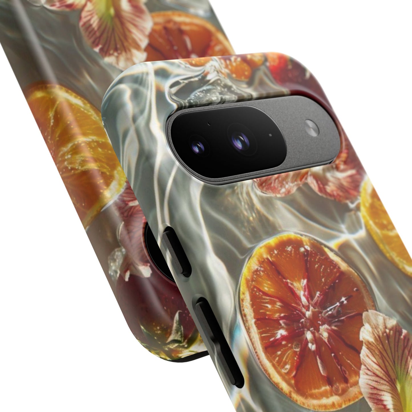 Citrus & Hibiscus Protective Phone Case – Summer Fruit Water Print Tough Case