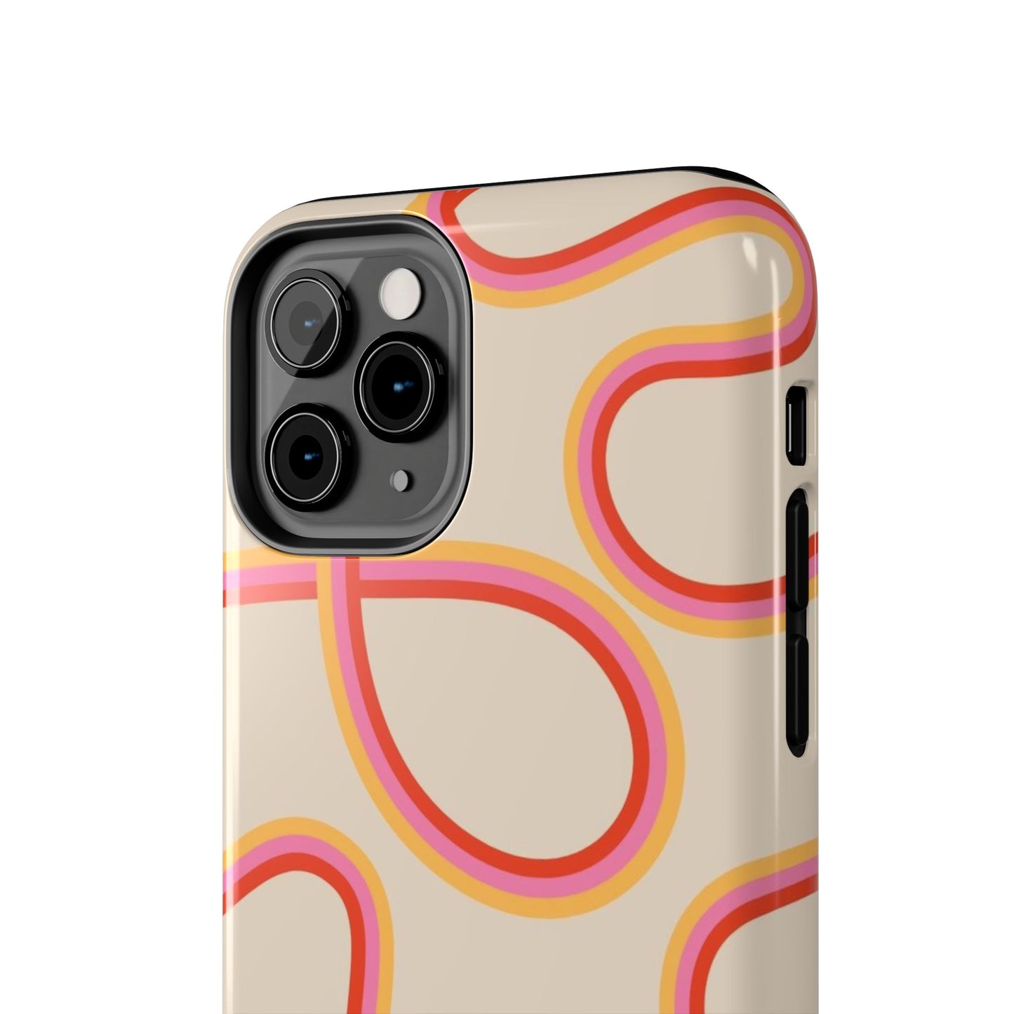 Retro Swirl Tough Phone Case — Beige Pink Orange Abstract Protection