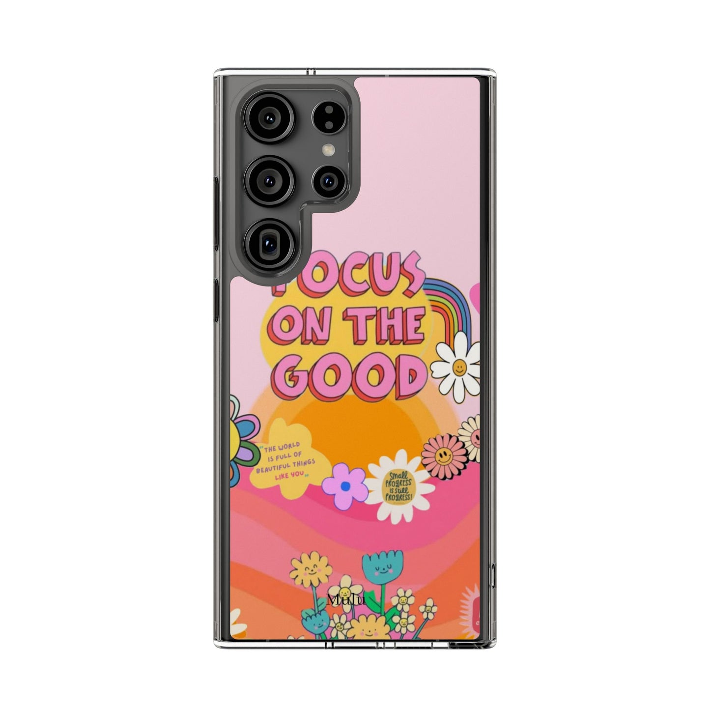 Clear Impact-Resistant Case — "Focus On The Good" Retro Floral Phone Cover