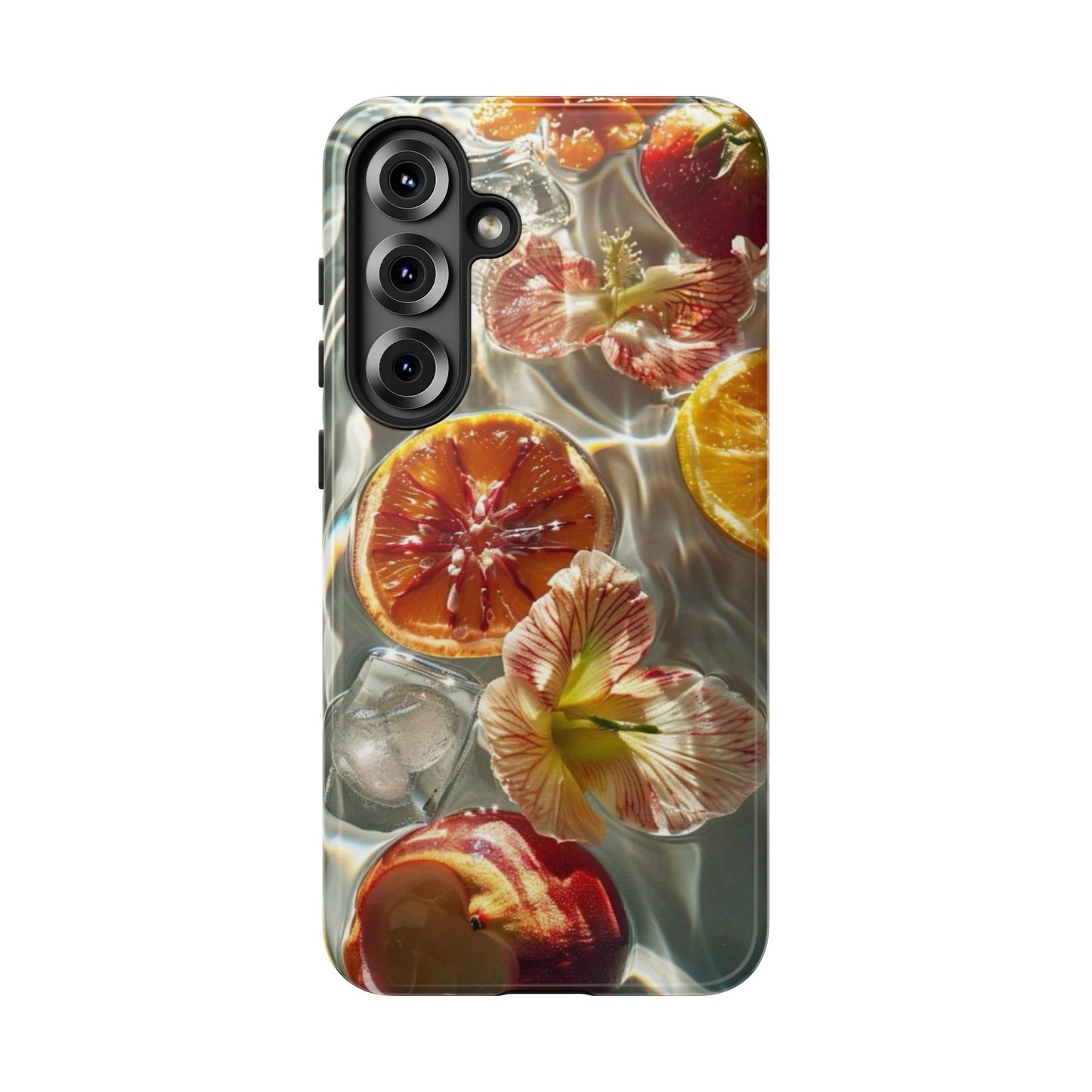 Citrus & Hibiscus Protective Phone Case – Summer Fruit Water Print Tough Case