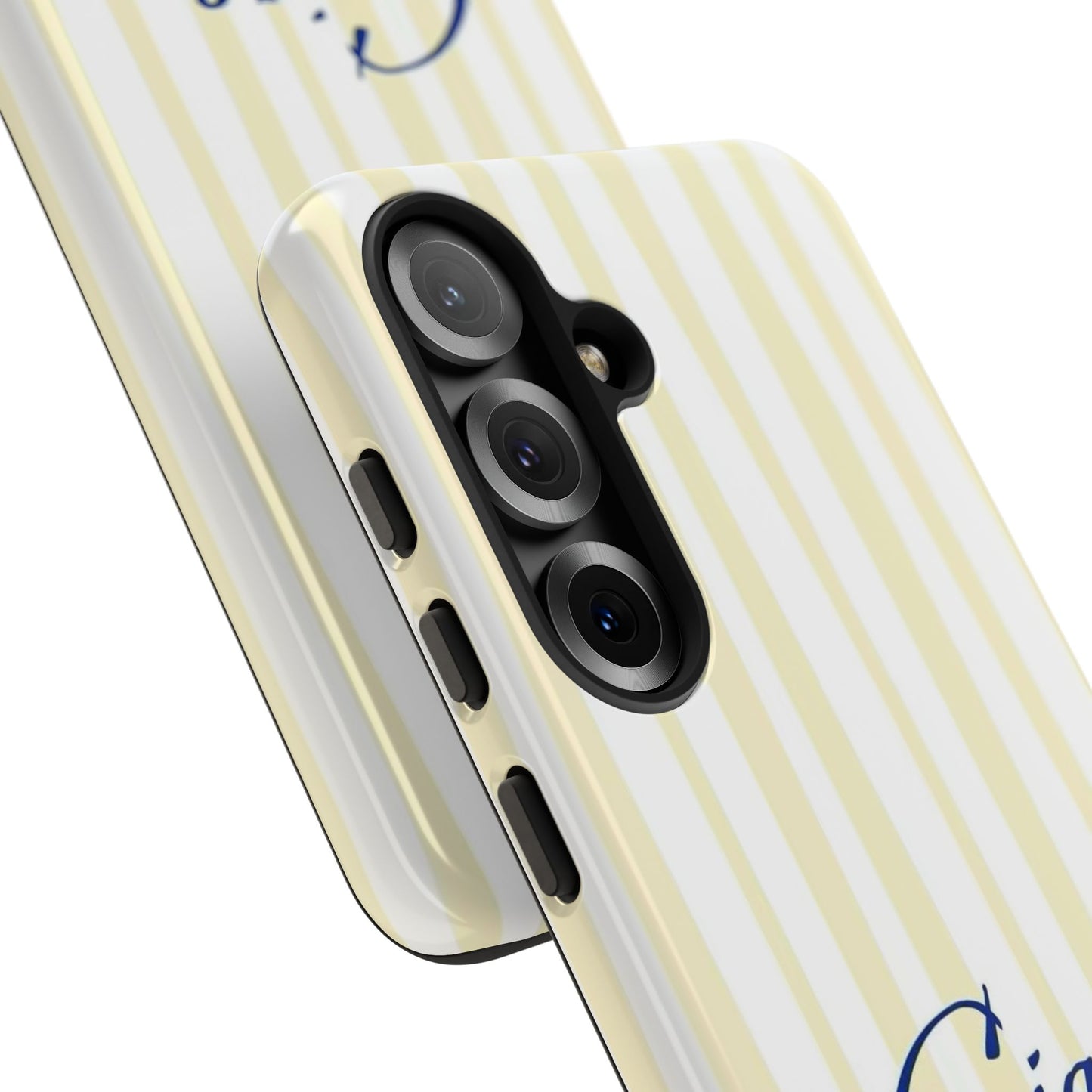Ciao Bella Phone Case – Striped Elegant Italian Script Protective Cover
