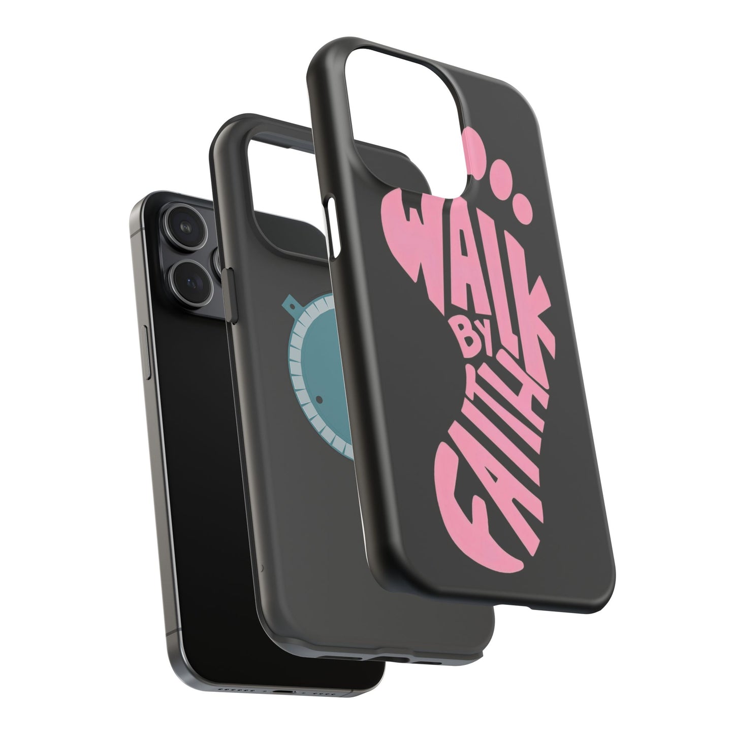 Phone Case — "Walk By Faith" Pink Footprint Magnetic Impact-Resistant Case