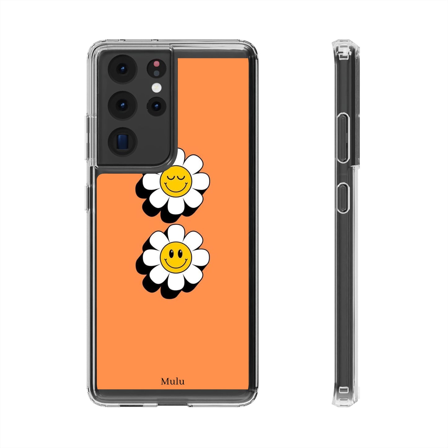 Phone Case — Orange Smiley Daisy Clear Impact‑Resistant Case