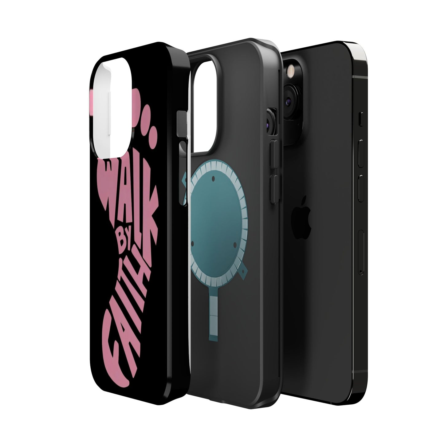 Phone Case — "Walk By Faith" Pink Footprint Magnetic Impact-Resistant Case