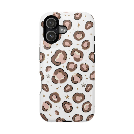 Leopard Sparkle Magnetic Impact Phone Case — Brown Neutral Animal Print