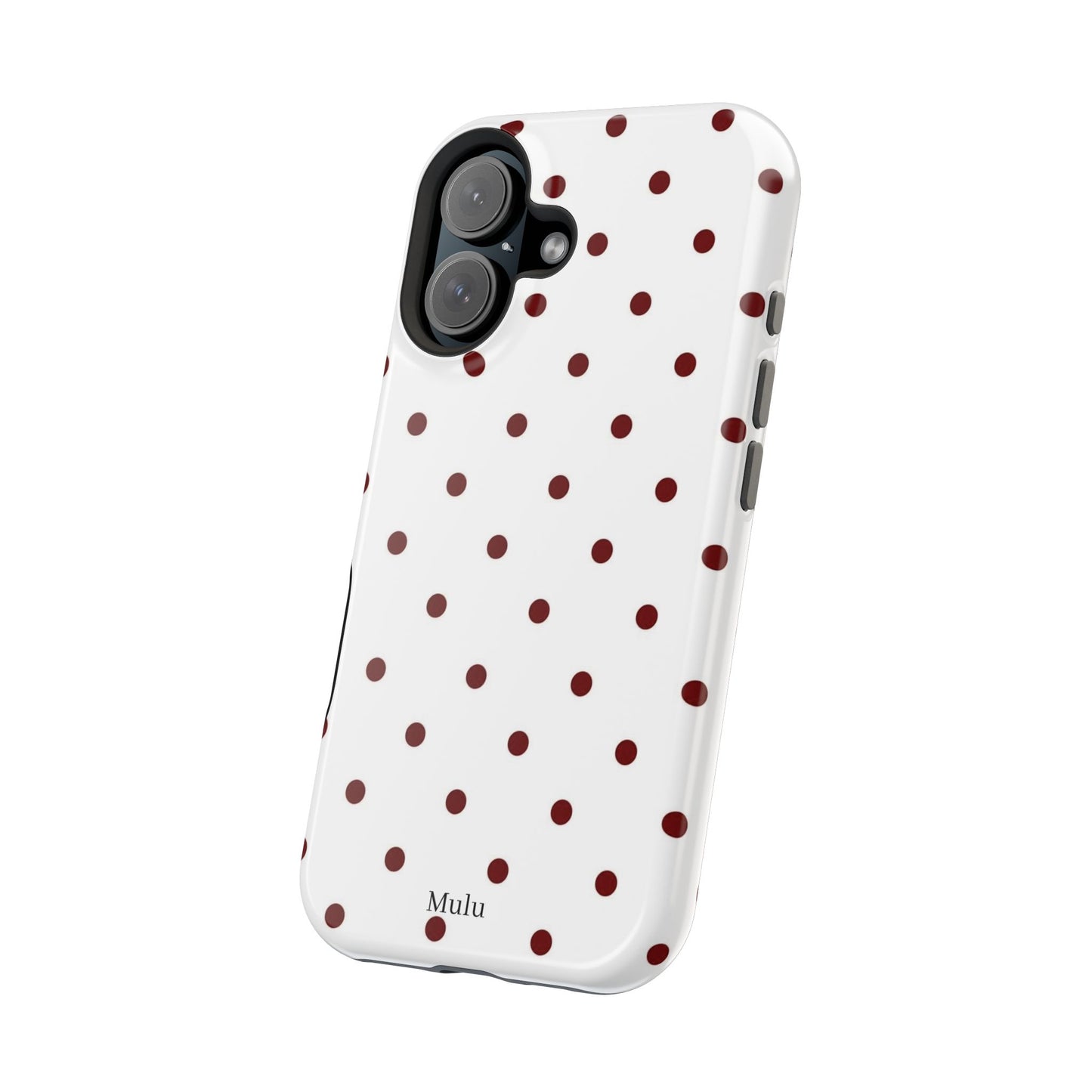 Polka Dot Magnetic Impact-Resistant Phone Case — Red Dots on White