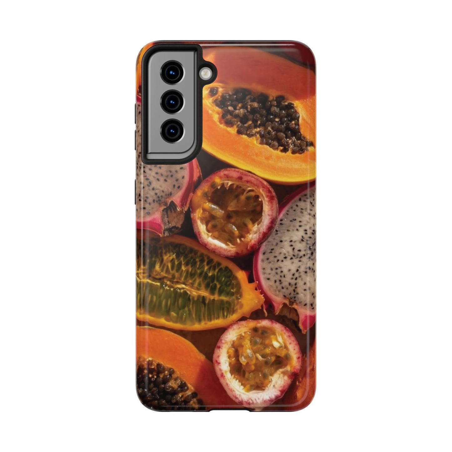Tropical Fruit Tough Phone Case — Papaya & Dragon Fruit Design