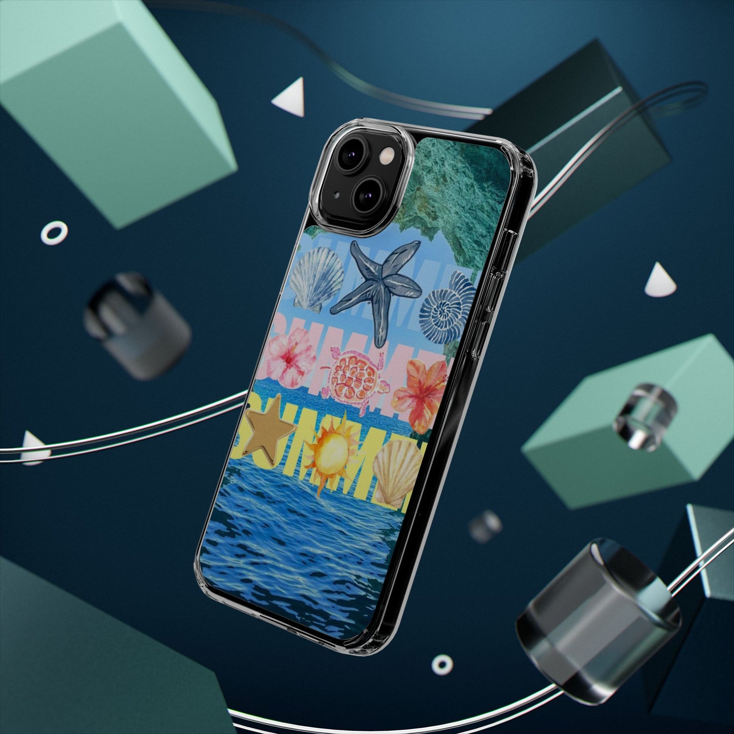 Clear Summer Beach Phone Case — Impact‑Resistant Tropical Design