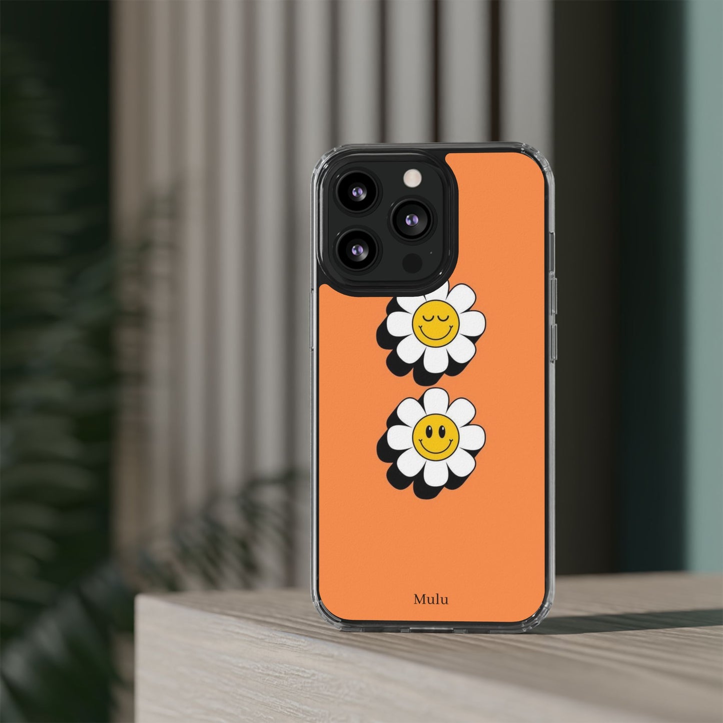 Phone Case — Orange Smiley Daisy Clear Impact‑Resistant Case