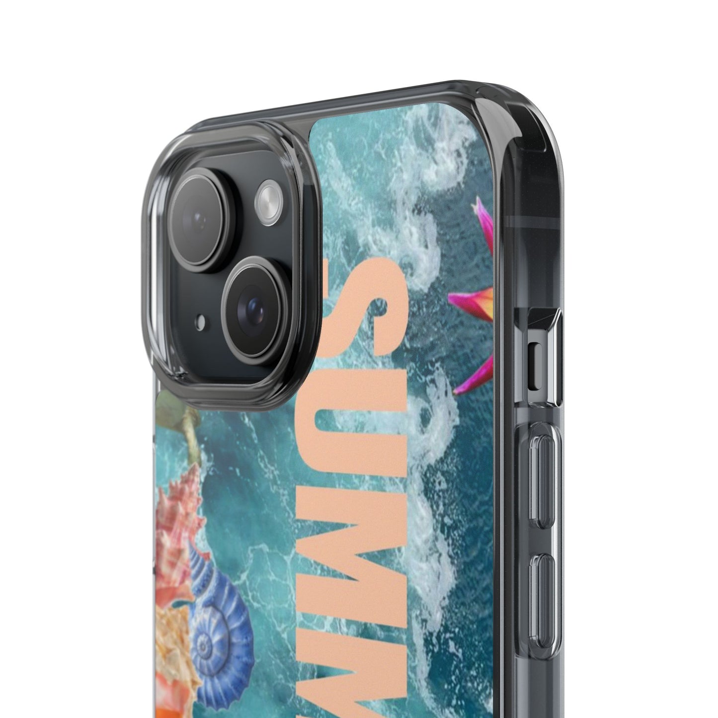 Summer Floral Clear Impact Phone Case — "SUMMER" Tropical Hibiscus Design