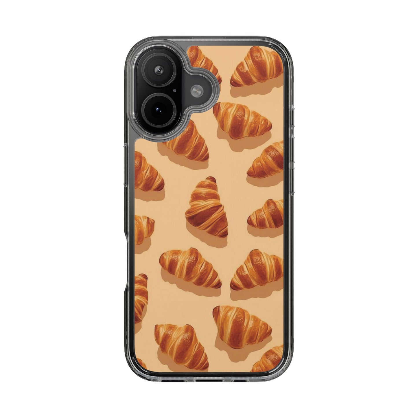 Croissant Pattern Clear Phone Case — Bakery-themed Transparent iPhone Cover
