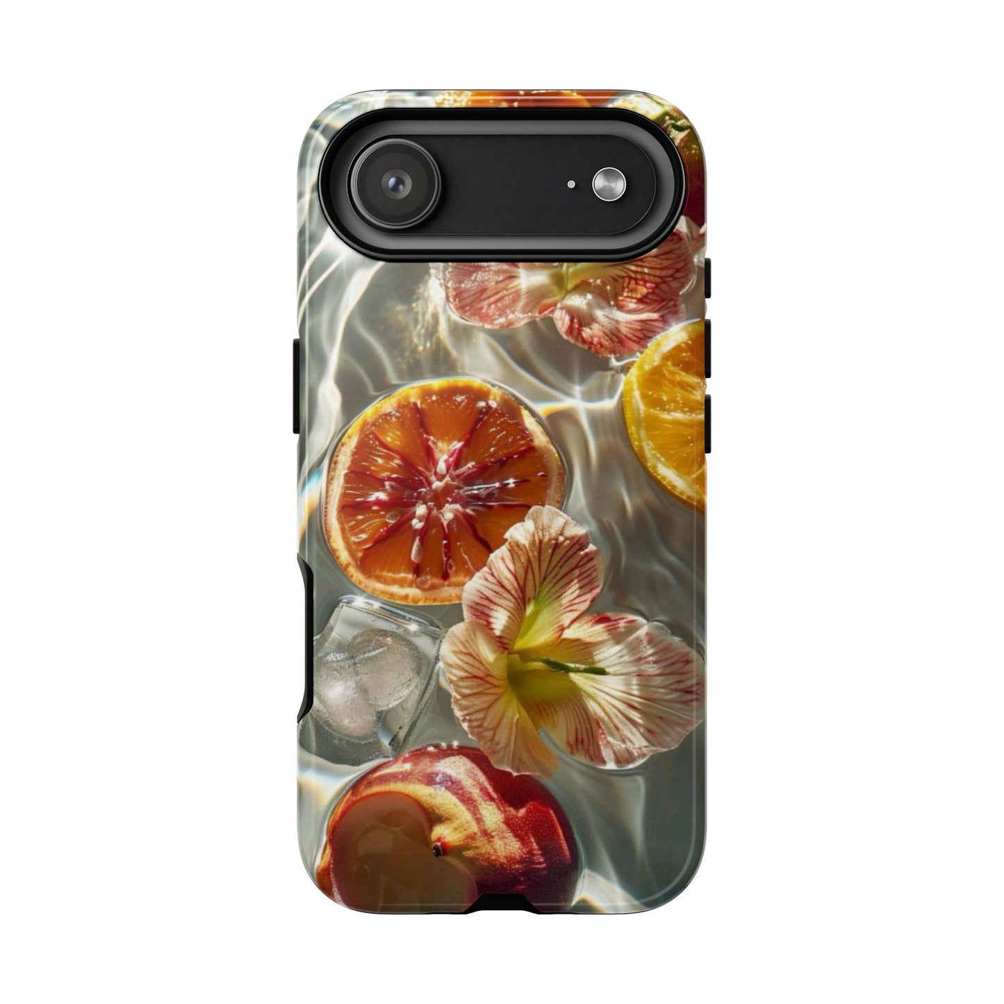 Citrus & Hibiscus Protective Phone Case – Summer Fruit Water Print Tough Case