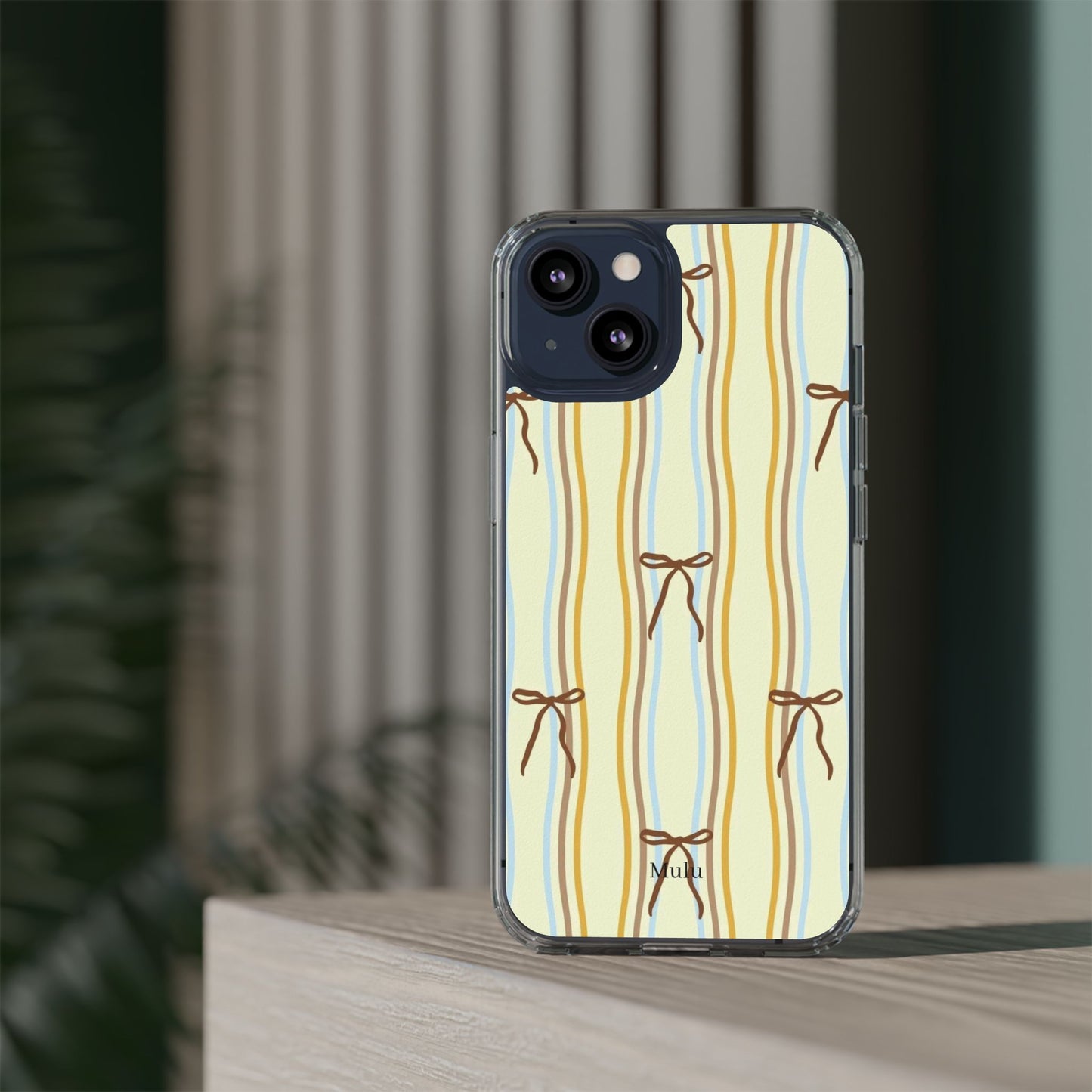 Ballet Ribbon Stripe Clear Impact Phone Case — Pastel Yellow Protective Cover