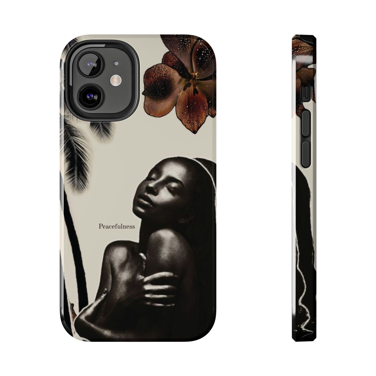 Tough Phone Case — "Peacefulness" Artistic Black Woman Floral Design