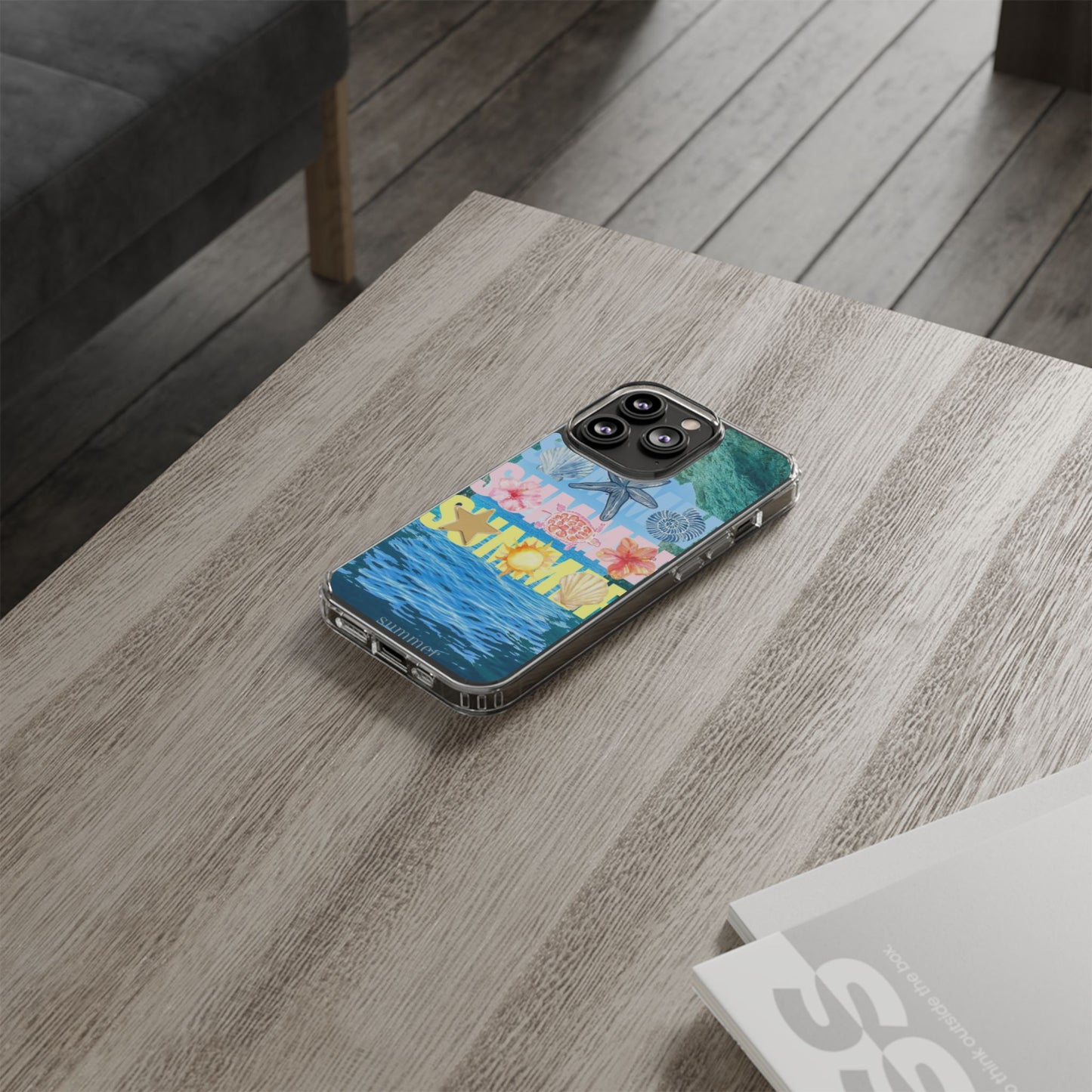 Clear Summer Beach Phone Case — Impact‑Resistant Tropical Design