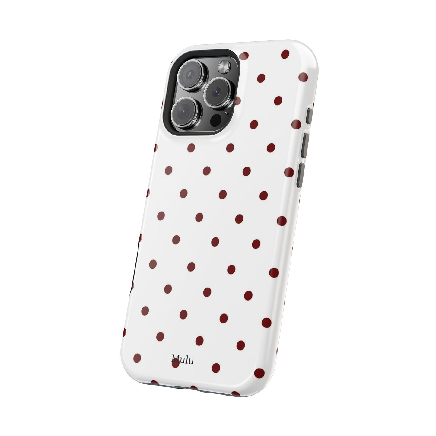 Polka Dot Magnetic Impact-Resistant Phone Case — Red Dots on White