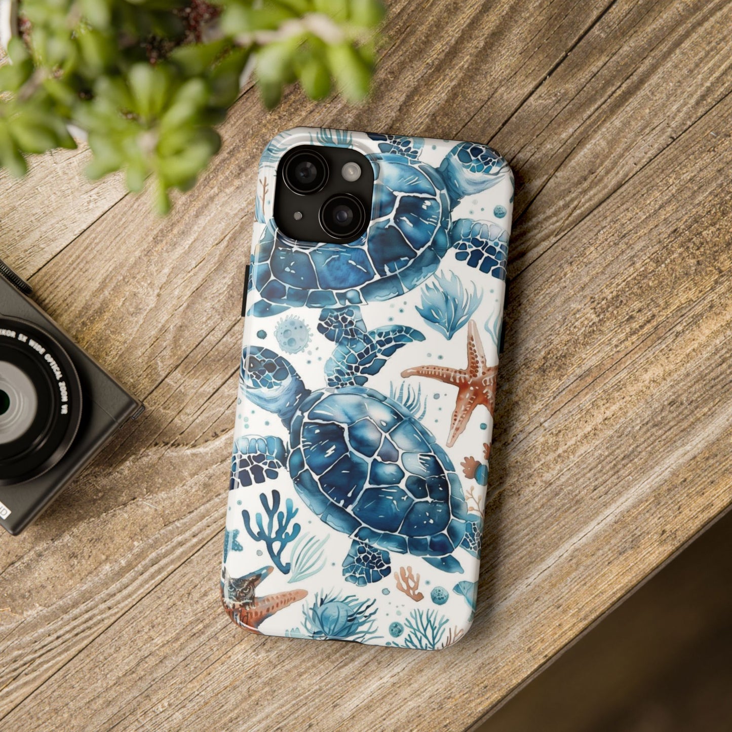 Sea Turtle Tough Phone Case — Blue Ocean Marine Life Protective Cover