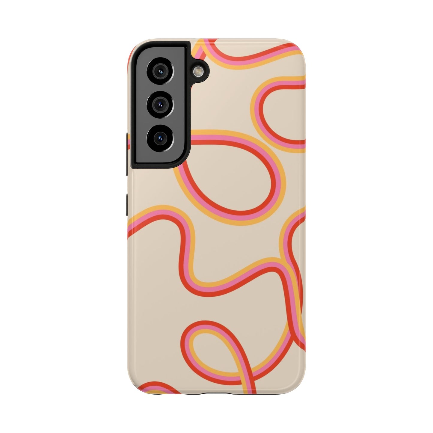 Retro Swirl Tough Phone Case — Beige Pink Orange Abstract Protection