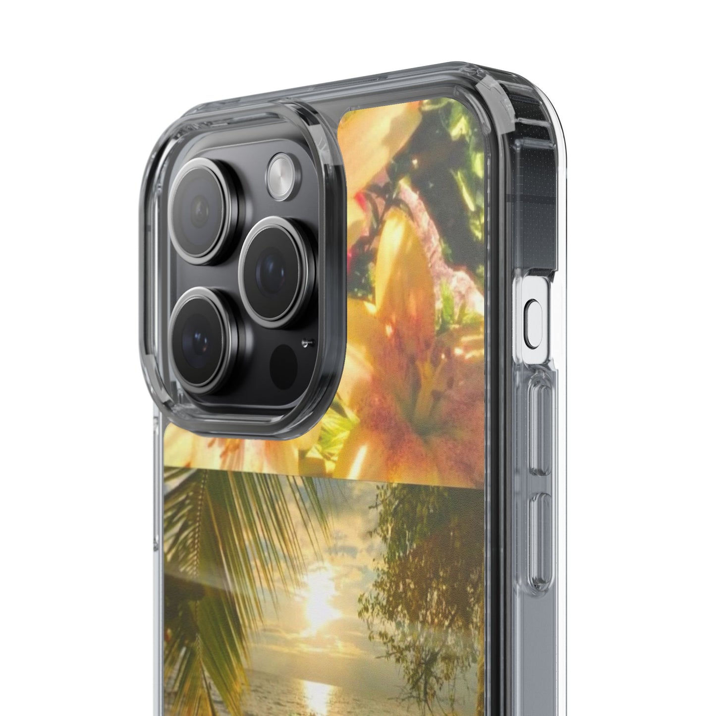 Tropical Sunset Phone Case — Floral Surfboard Clear iPhone Case
