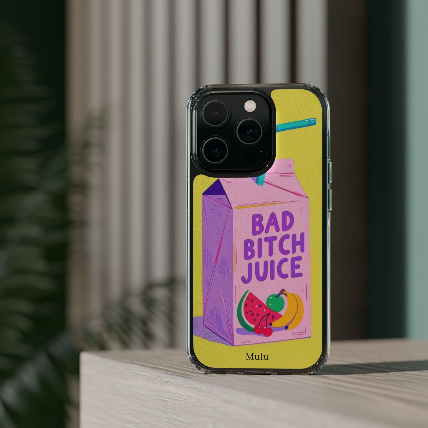 Clear Impact-Resistant Phone Case — "Bad Bitch Juice" Cartoon Juice Box Design