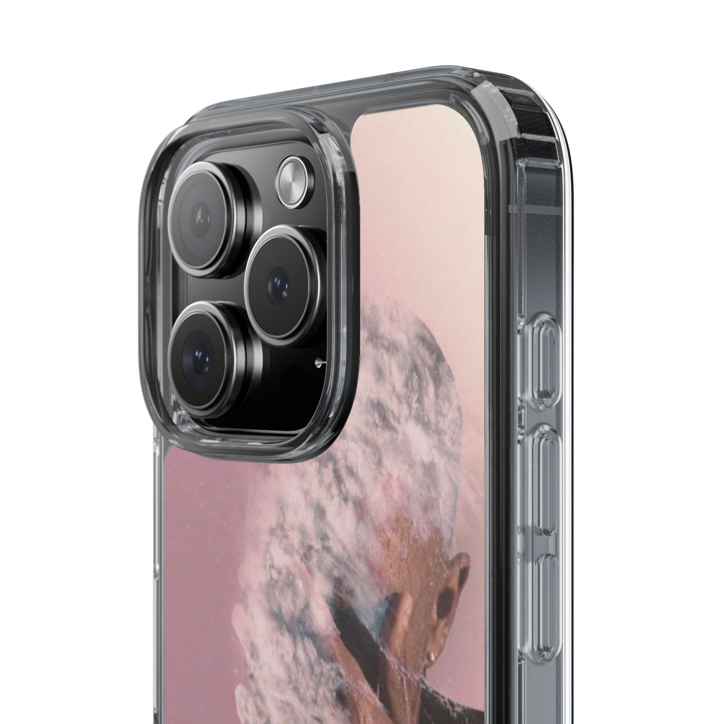 Clear Phone Case — Pink Floral Smoke Art iPhone Case