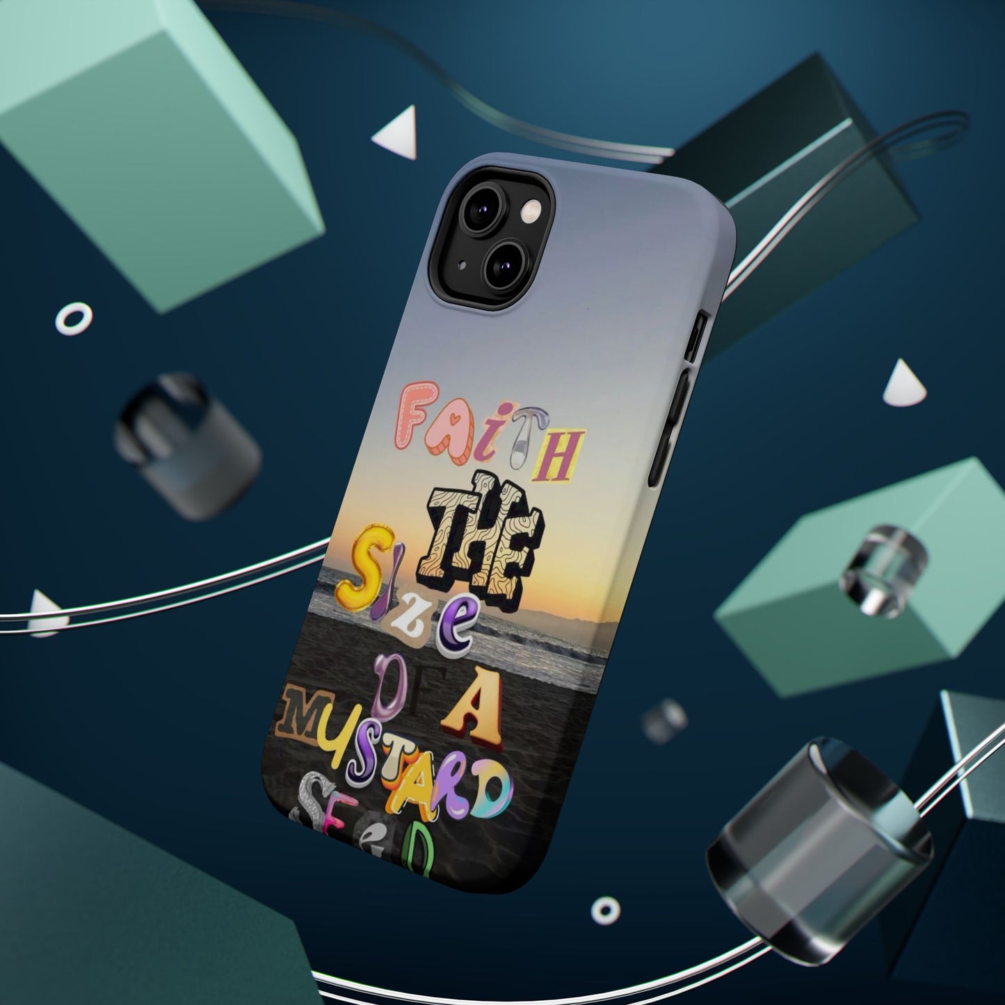 Magnetic Impact-Resistant Phone Case — "Faith the Size of a Mustard Seed" Sunset Design