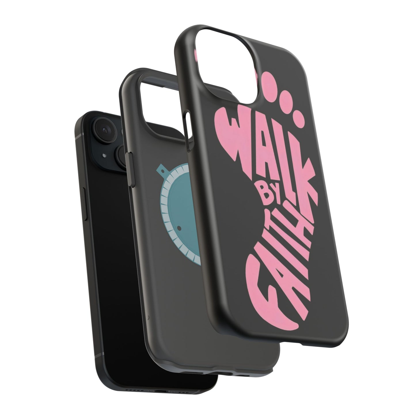 Phone Case — "Walk By Faith" Pink Footprint Magnetic Impact-Resistant Case
