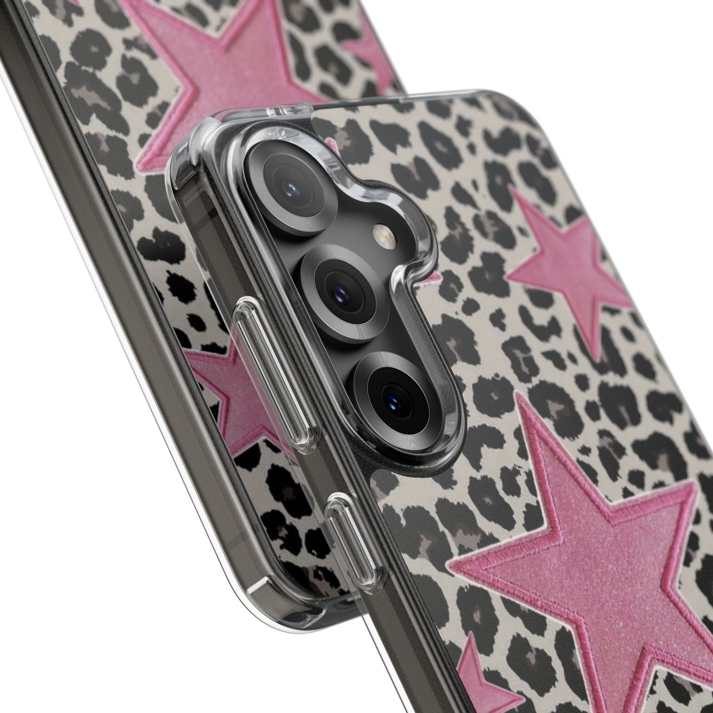 Pink Star Leopard Clear Impact Phone Case