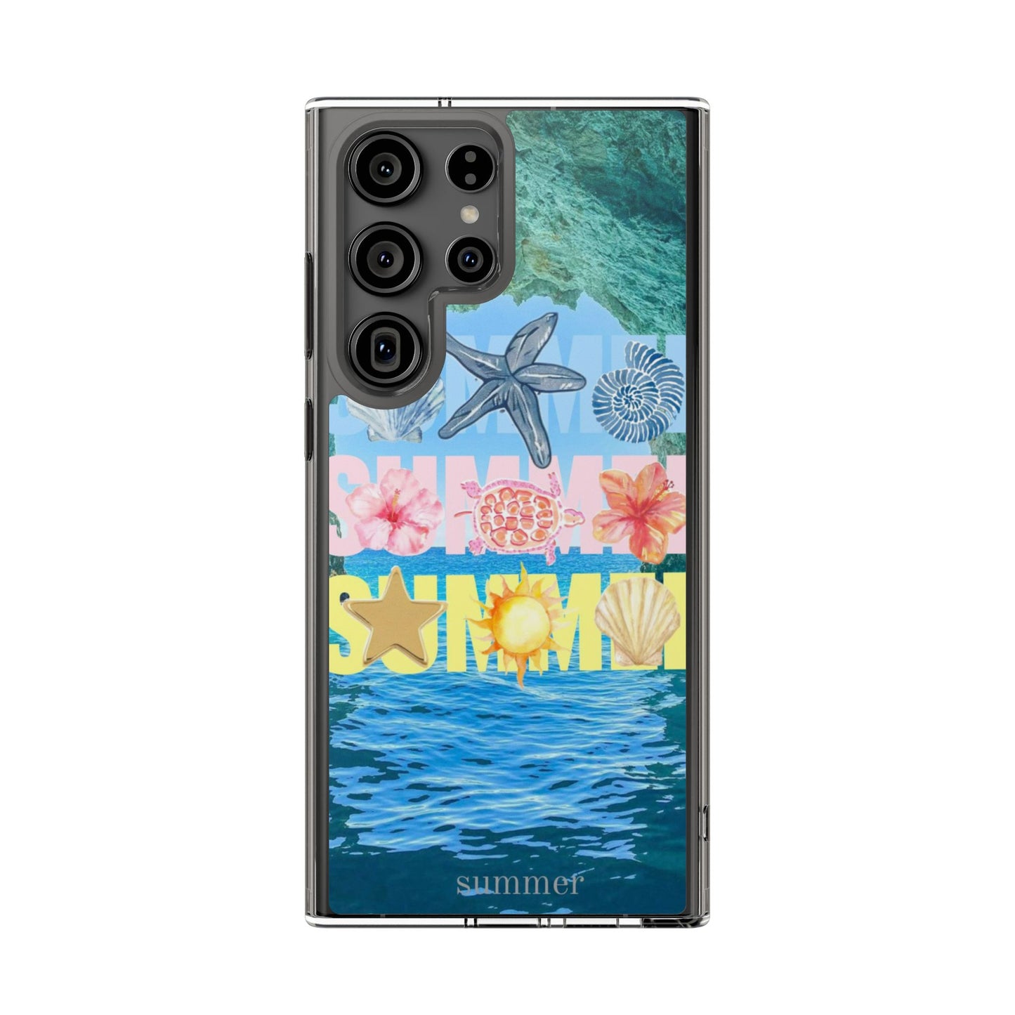 Clear Summer Beach Phone Case — Impact‑Resistant Tropical Design